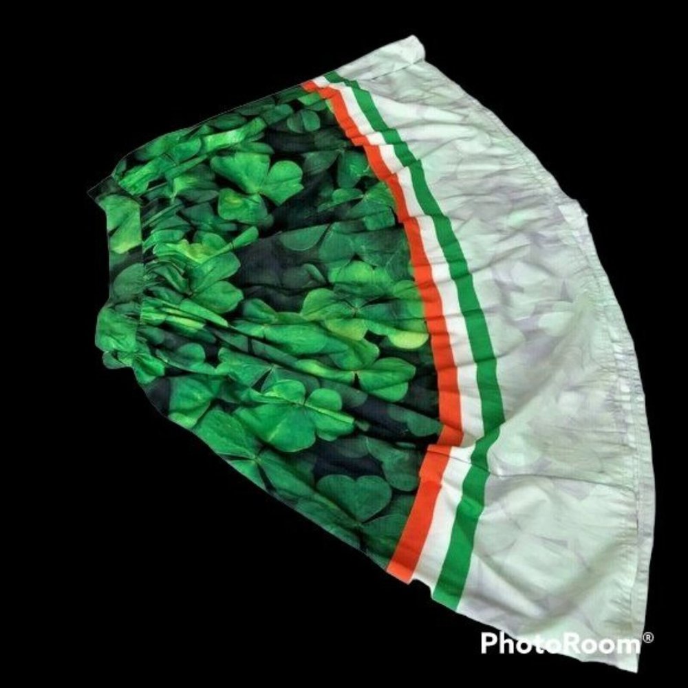 Vintage Shamrock Skirt Ireland Colors 30" Waist Flared Side Zip St Patr… - Picture 9 of 11